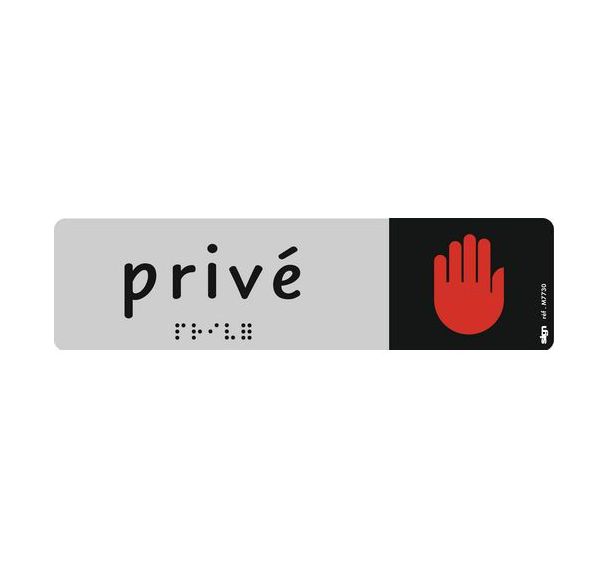 Plaque de signalisation en braille avec pictogramme 45 x 170 mm - Privé
