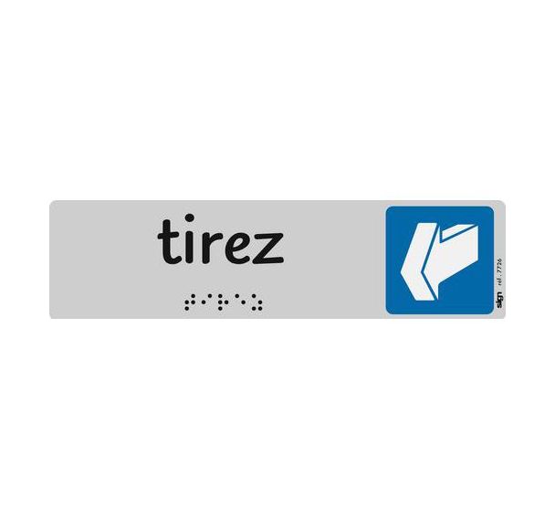 Plaque de signalisation en braille avec pictogramme 45 x 170 mm - Tirez