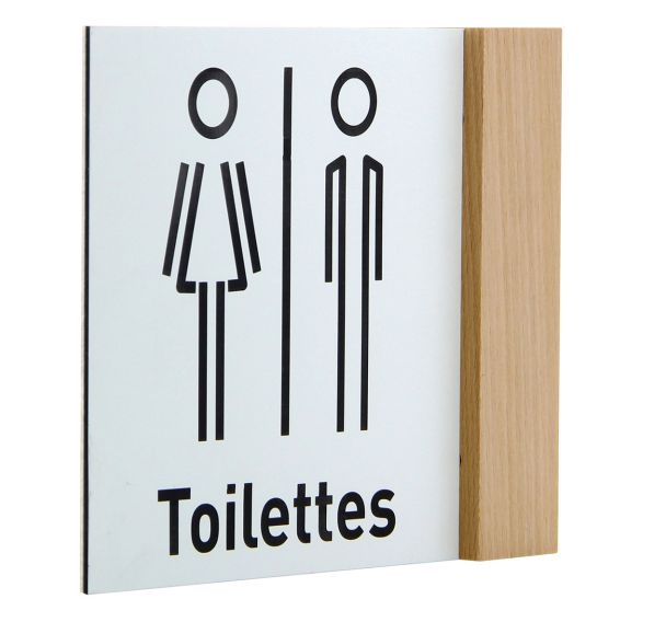 Plaque drapeau Natura bois fond blanc picto noir