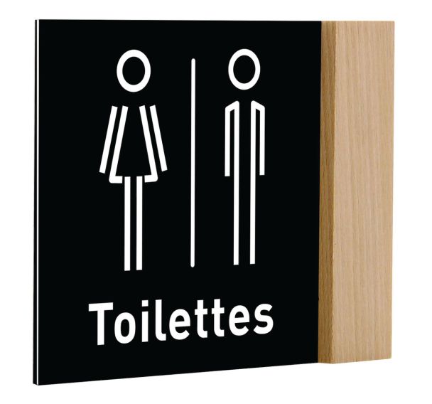 Plaque drapeau Natura bois fond noir picto blanc