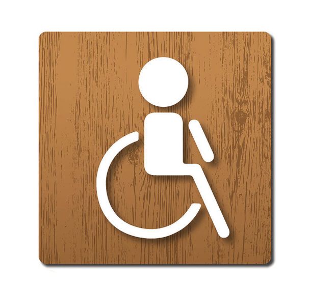 Plaquette- 90x90mm - toilettes handicapés - chêne naturel