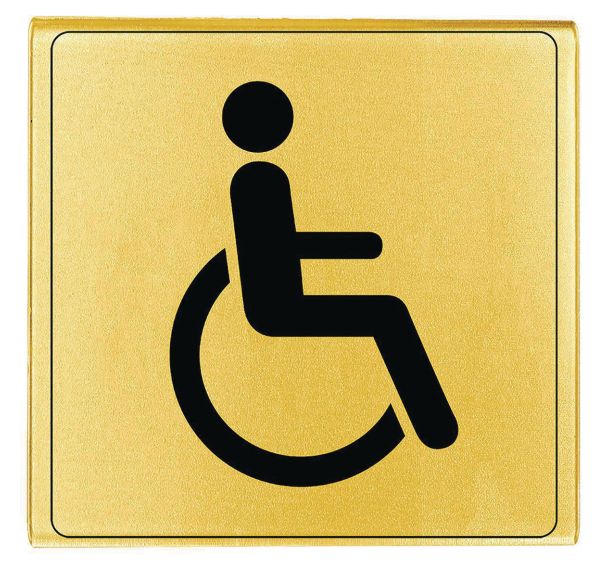Plaquette - 90x90mm - WC handicapés - or