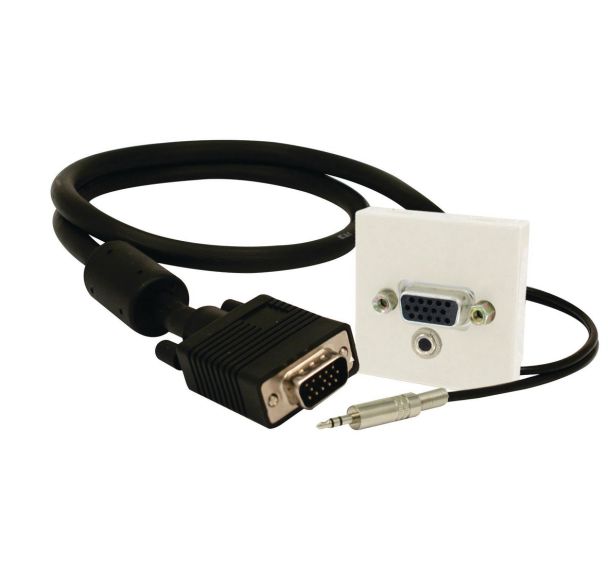 Plastron VGA + AUDIO pour encastrement de prise Erard D3C
