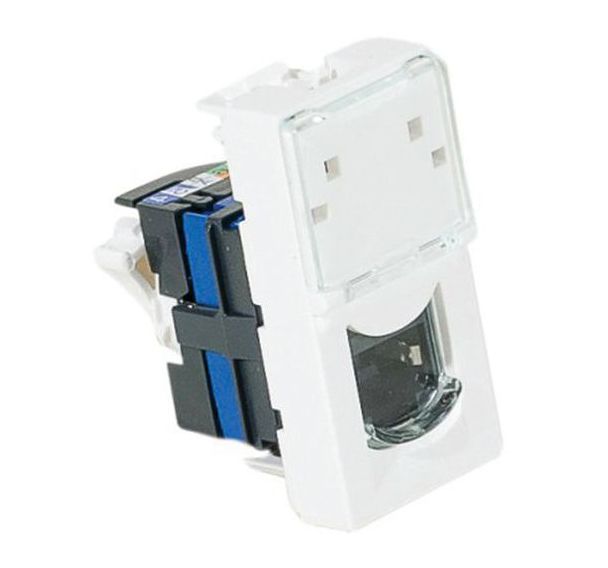 Plastron mosaic 22,5X45 1 port RJ45 cat 5e stp