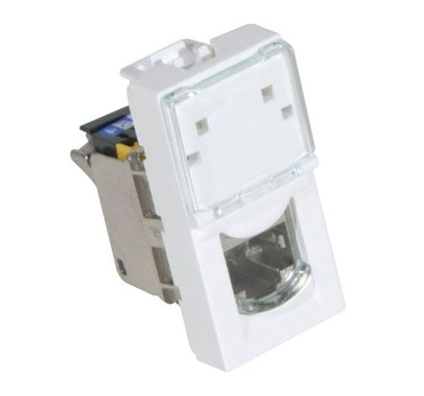 Plastron mosaic 22,5X45 1 port RJ45 cat 6A stp