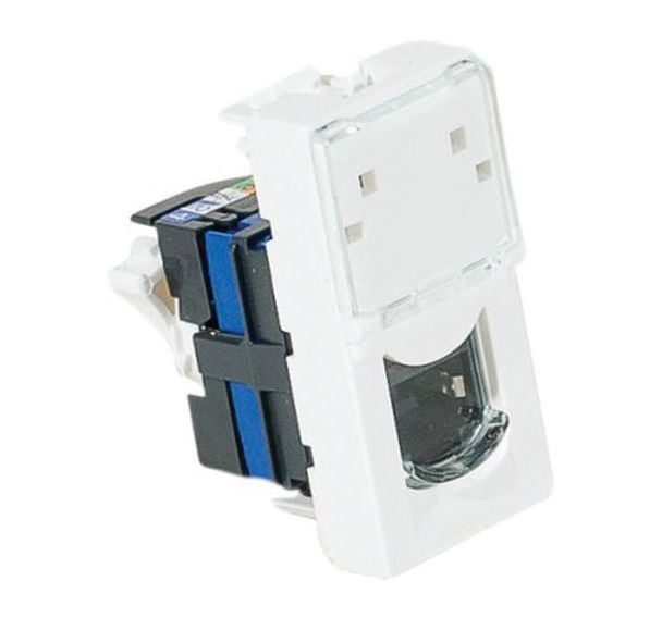 Plastron mosaic 22,5X45 1 port RJ45 cat 6 stp
