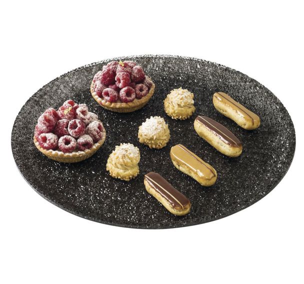 Plat crystal rond noir avec bords Ø 340mm