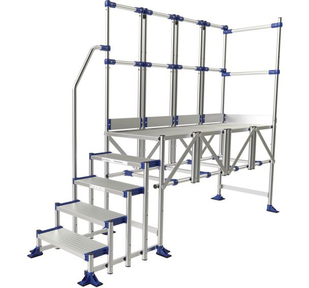 Plate-forme aluminium Meca Modul - 2 garde-corps, 1 rampe - Tubesca-Comabi