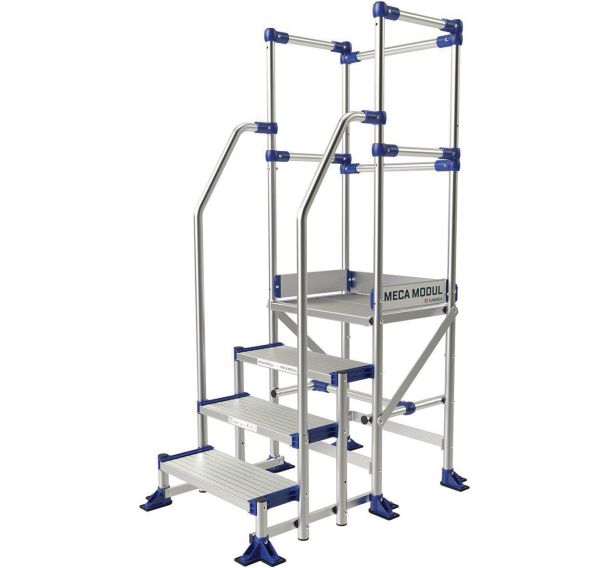 Plate-forme aluminium Meca Modul - 3 garde-corps, 2 rampes - Tubesca-Comabi