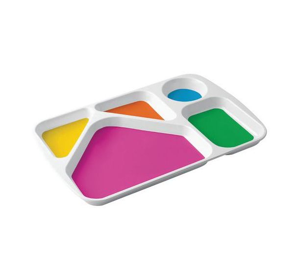 Plateau mélamine 5 compartiments multicolore