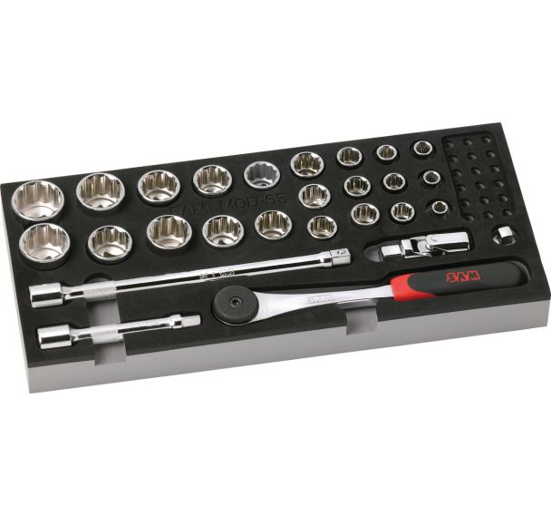 Plateau mousse Modulosam 1/2'' de 27 outils en mm _ 75-S27MM