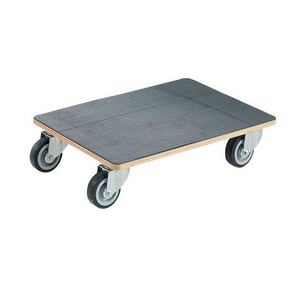 Plateau roulant bois - Finition caoutchouc - F:250 kg - 600 x 400 mm