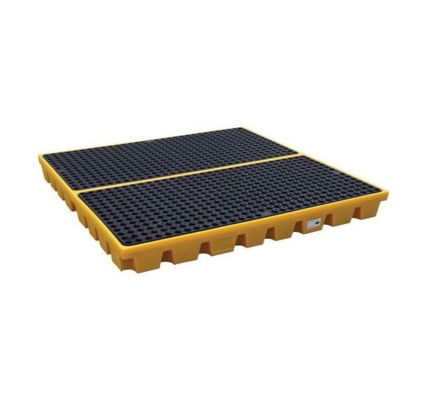 Plateforme de rétention 4 fûts 240L jaune caillebotis noir