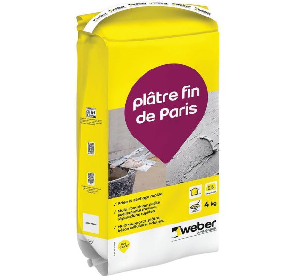Plâtre fin de Paris - Weber 4 kg