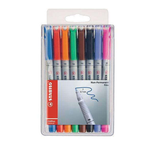 Poch. 8feutres OHPen non permanent pointe fine 0,7mm STABILO