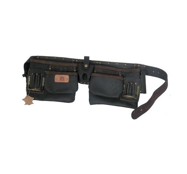 Poche double en cuir tanné avec ceinture - Mondelin