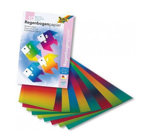 Pochette 10 feuilles arc-en-ciel 23 x 32 cm
