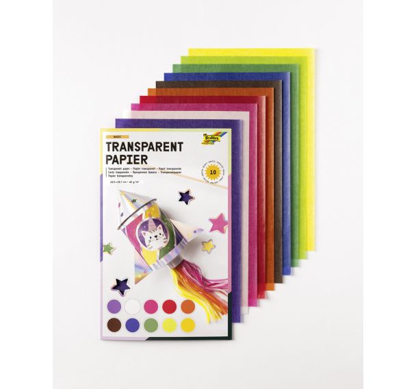 Pochette 10 feuilles assorties papier vitrail 18.5 x 30 cm