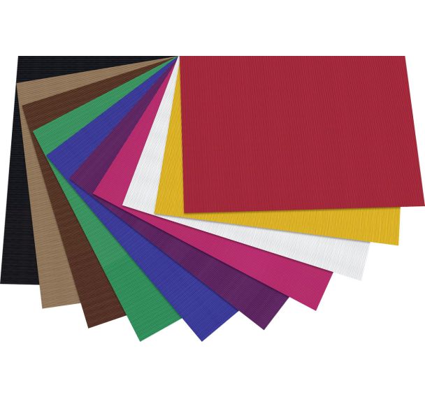Pochette 10 feuilles carton ondulor média couleurs assorties 50x70 cm