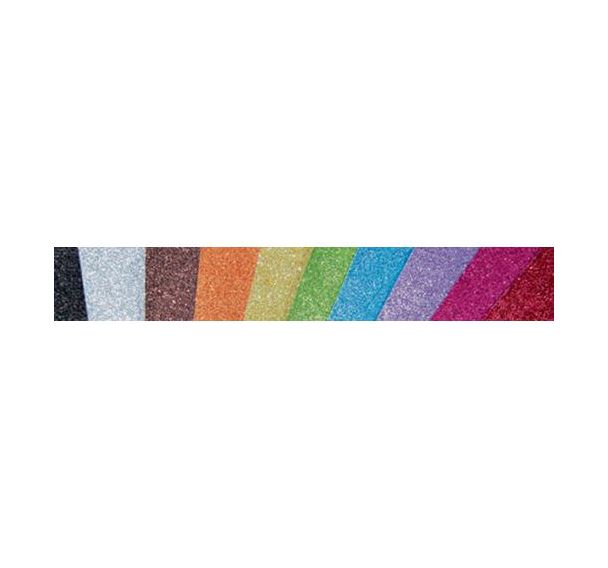 Pochette 10 feuilles carton pailleté 21x29.7 cm 280g