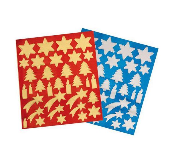 Pochette 10 feuilles gommettes or et argent