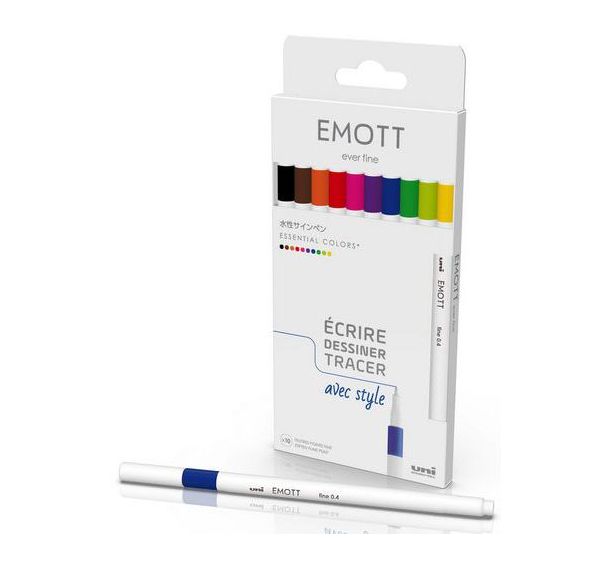 Pochette 10 feutres d'écriture EMOTT couleurs vives