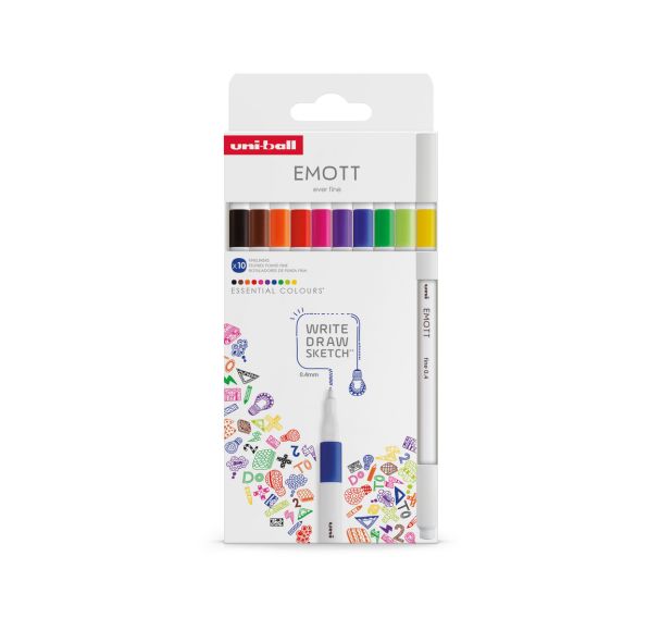 Pochette 10 feutres d'écriture EMOTT couleurs vives