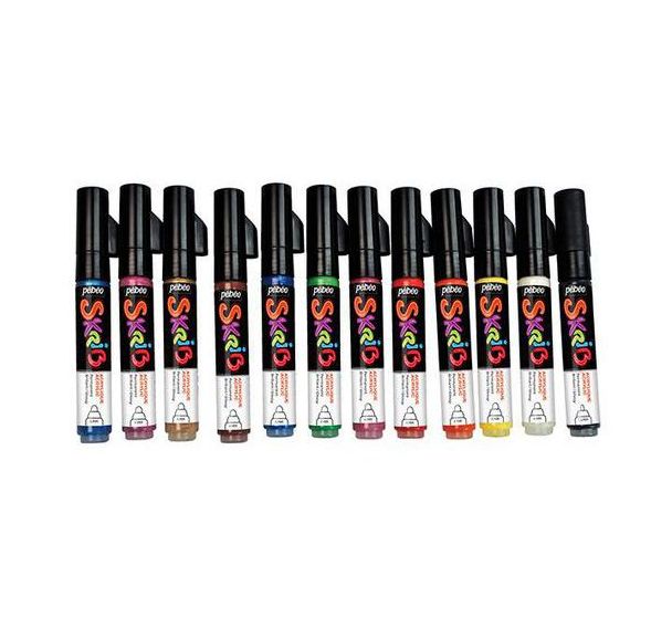 Pochette 12 marqueurs Skrib Pébéo acrylique couleurs assorties