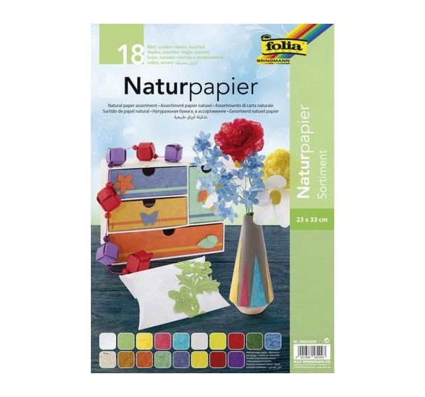 Pochette 18 feuilles papier nature, 23 x 33 cm