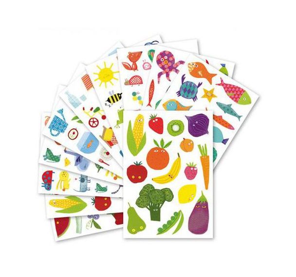 Pochette 20 planches gommettes thématiques assorties
