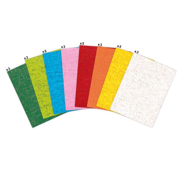 Pochette 30 feuilles 10 motifs craquelé mosaïque 30x40 cm