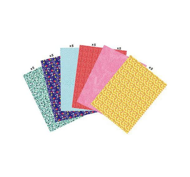 Pochette 30 feuilles décopatch 30x40 cm 6 motifs thème acidulé