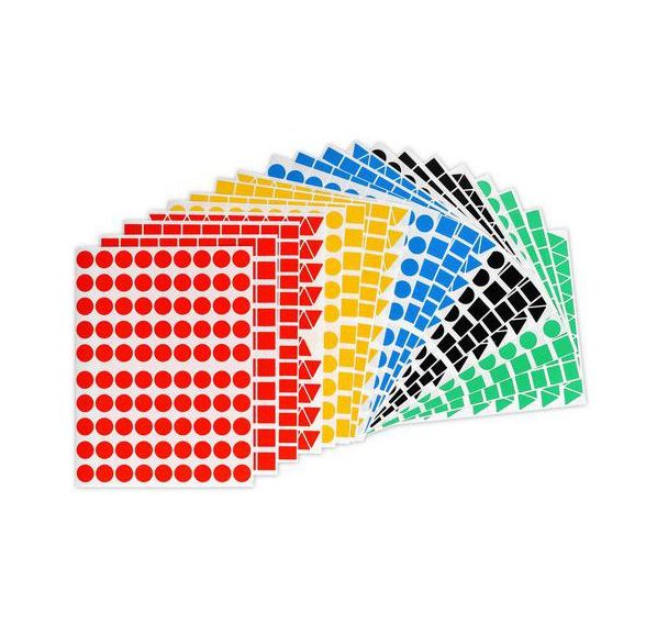 Pochette 3280 gommettes géométriques 5 couleurs 16mm