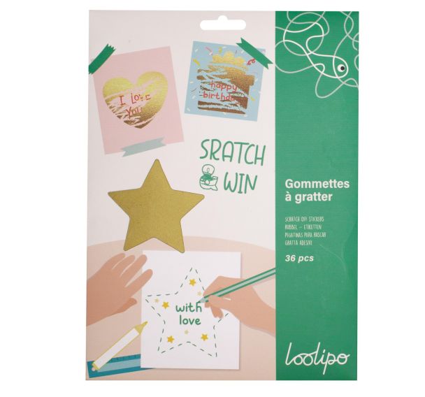Pochette 36 gommettes à gratter environ 7 cm