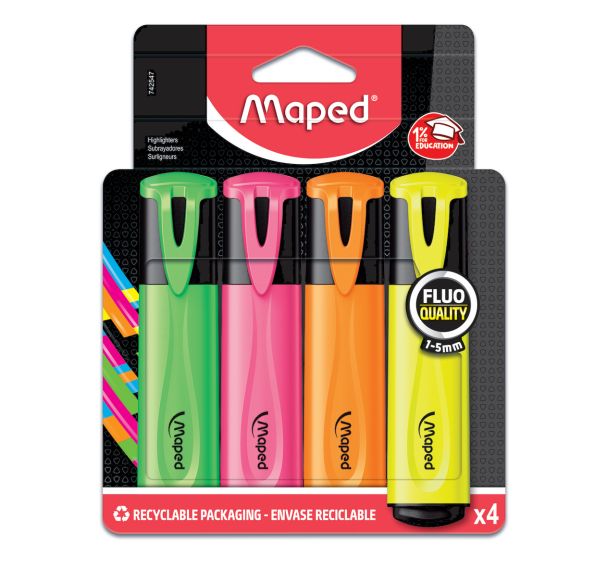 Pochette 4 gros fluo Maped assortis