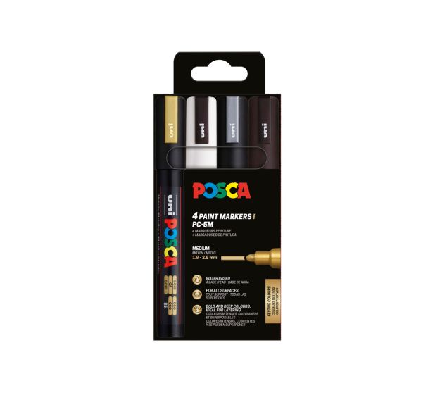 Pochette 4 marqueurs PC5M - POSCA Noël