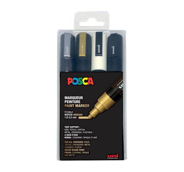 Pochette 4 marqueurs PC5M - POSCA Noël