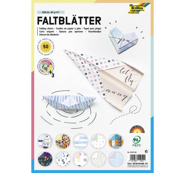 Pochette 50 feuilles 21x29.7 cm papier origami 80g imprimés assorties