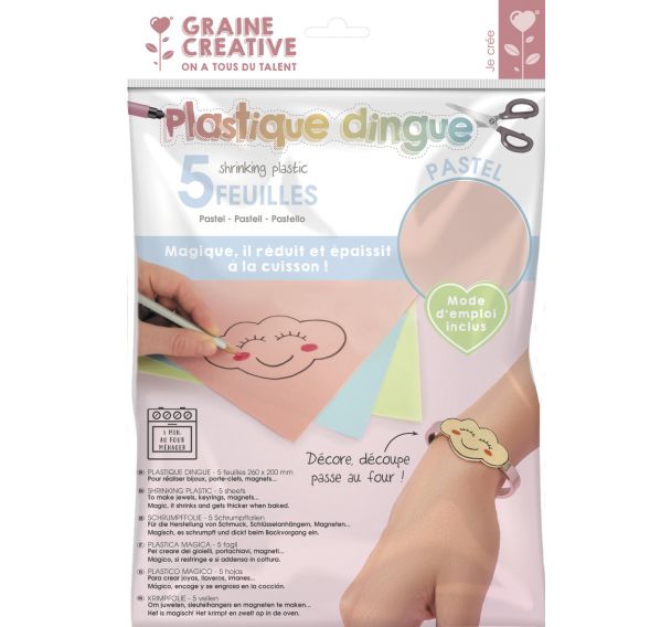 Pochette 5 feuilles plastiques dingue couleurs pastel 20 x 26 cm