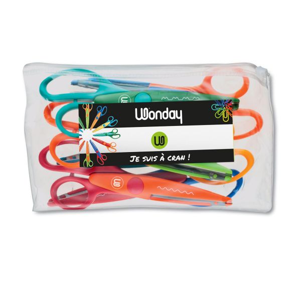 Pochette 6 ciseaux 16 cm crantés