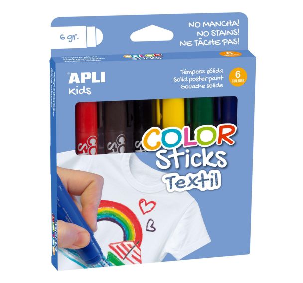 Pochette 6 tubes 6g gouache solide textile