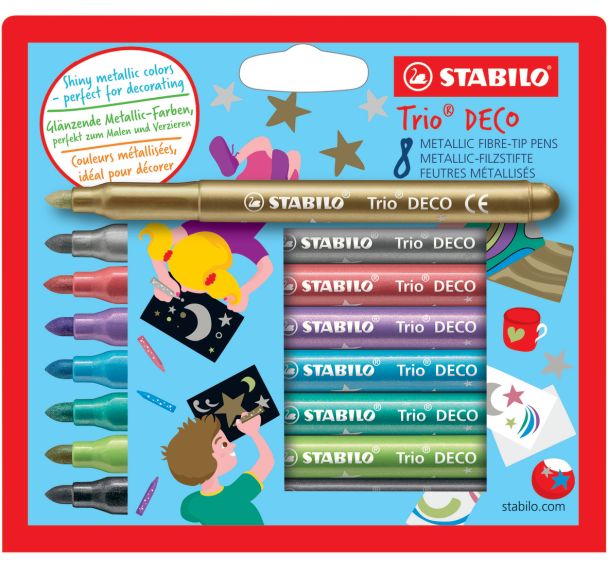 Pochette 8 feutres métallisés couleurs assorties Feutres TRIO