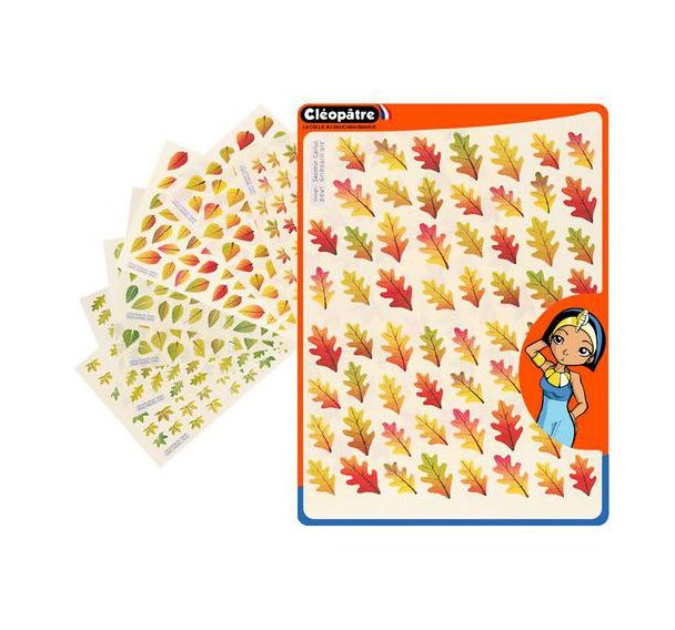 Pochette 8 planches 480 feuilles d'arbres adhésives