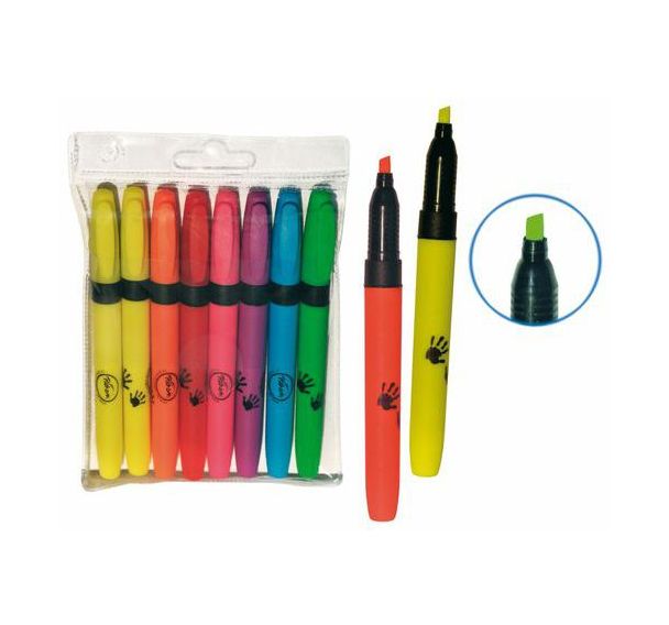 Pochette 8 stylos fluo Pichon assortis pointe biseautée