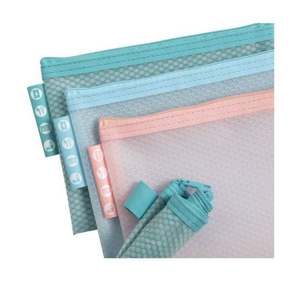Pochette à fermeture éclair plastique souple x12 assortis - Exacompta