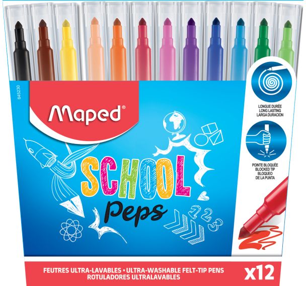 Pochette de 12 feutres de coloriage school'peps Maped couleurs assorties