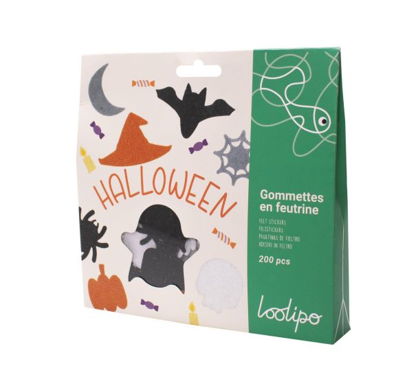 Pochette de 200 formes halloween feutrine pailletée adhésive