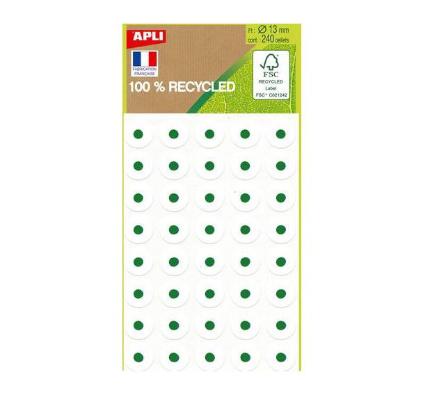 Pochette de 240 œillets adhésifs recyclés