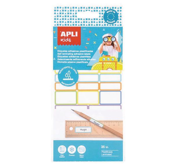Pochette de 35 étiquettes adhésives plastifiées