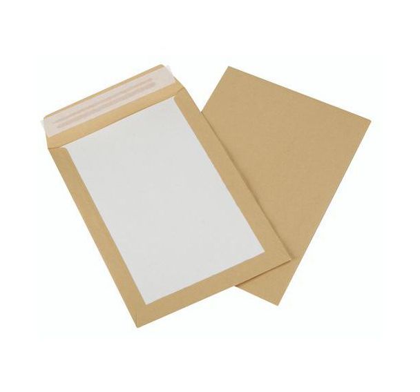 Pochette dos en carton kraft brun 120 g - Boîte de 100